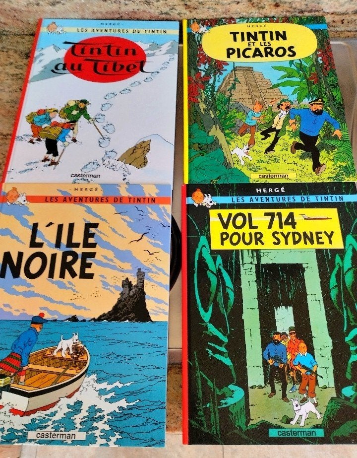 Acht Franstalige Kuifje hard cover strips/ Jaren '60->'90., Boeken, Ophalen of Verzenden, Zo goed als nieuw, Meerdere stripboeken