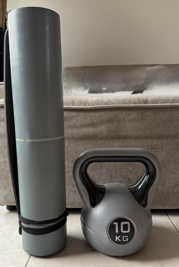 Tapis de sport + poids de 10kg, Sports & Fitness, Enlèvement, Utilisé