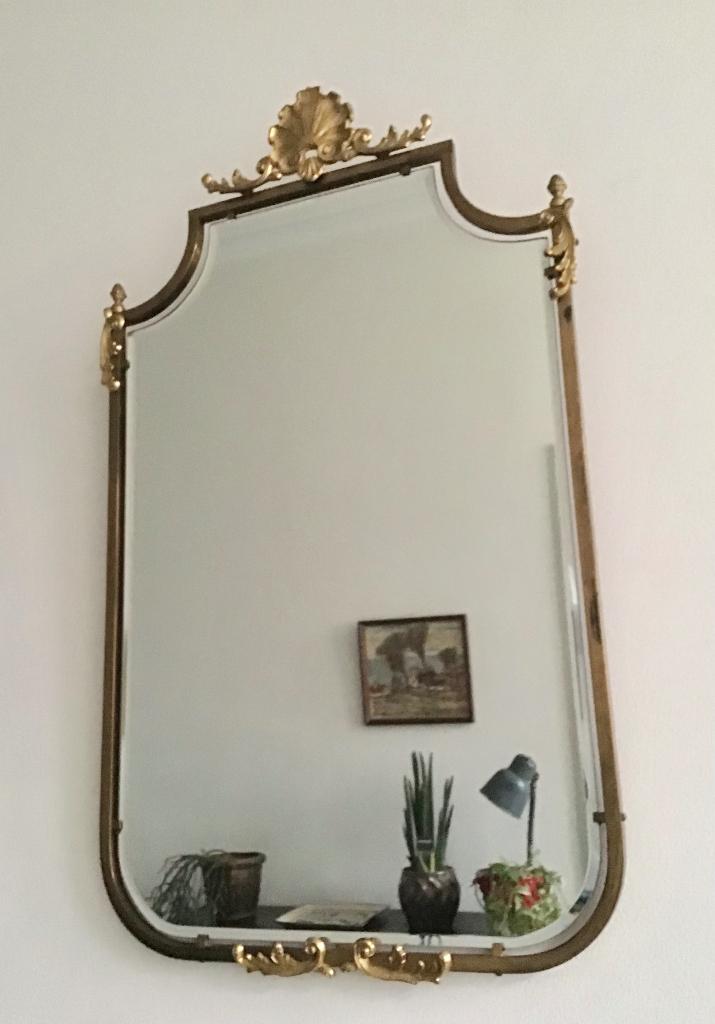 Mooie grote vergulde Franse spiegel in Louis XV stijl, Antiek en Kunst, Ophalen