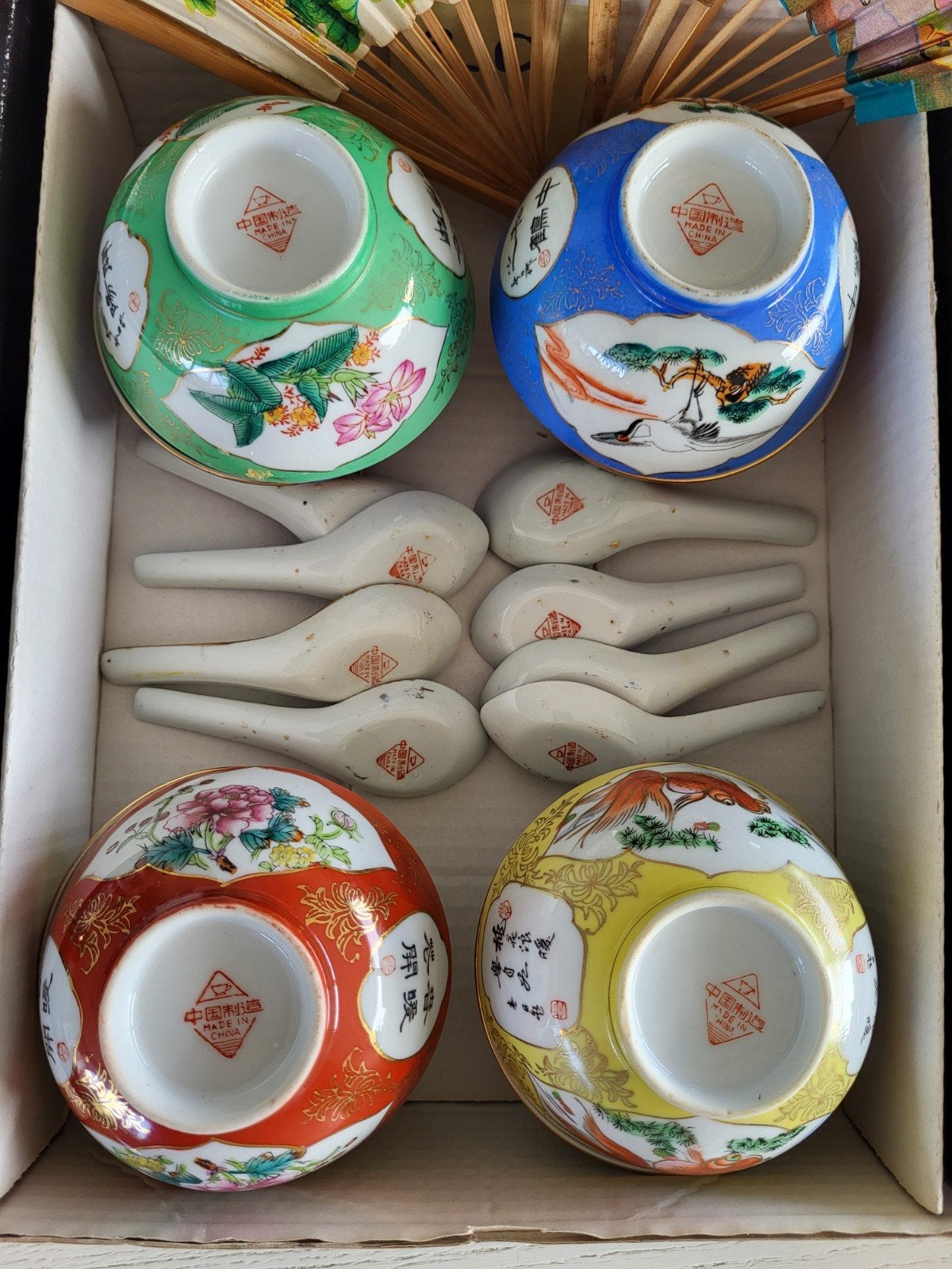 Bols chinois avec cuillères et tampons assortis., Antiquités & Art, Enlèvement