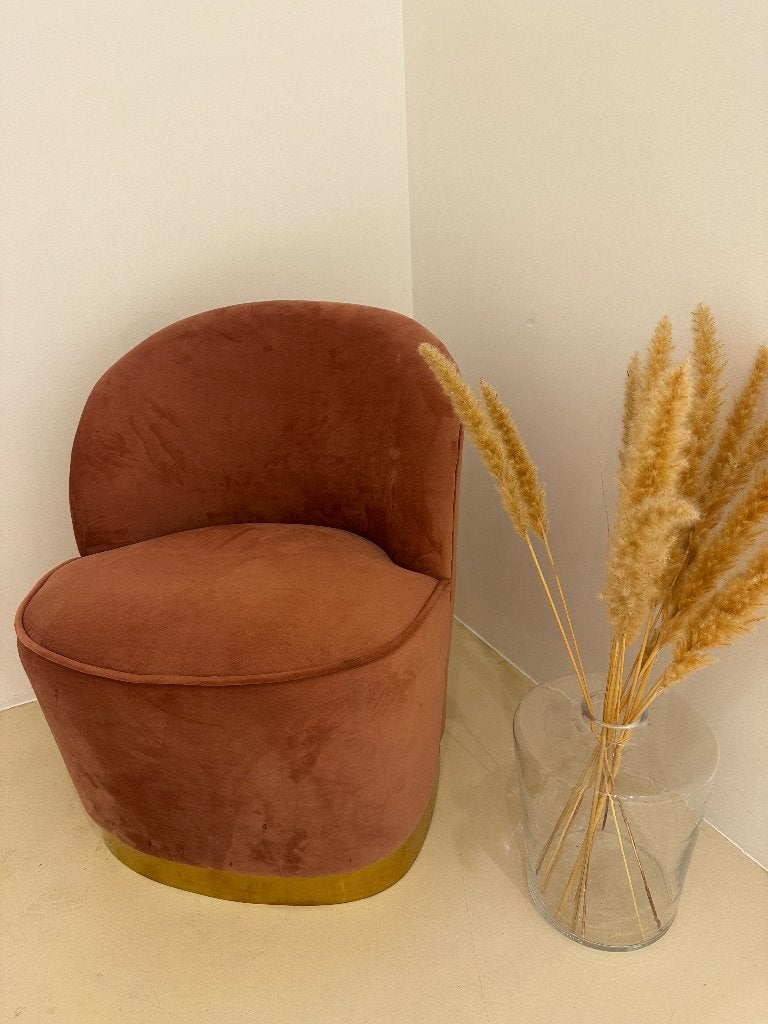 Fauteuil en velours rose, Maison & Meubles, Fauteuils, Comme neuf, Bois, Tissus, Autres matériaux, 50 à 75 cm, Moins de 75 cm