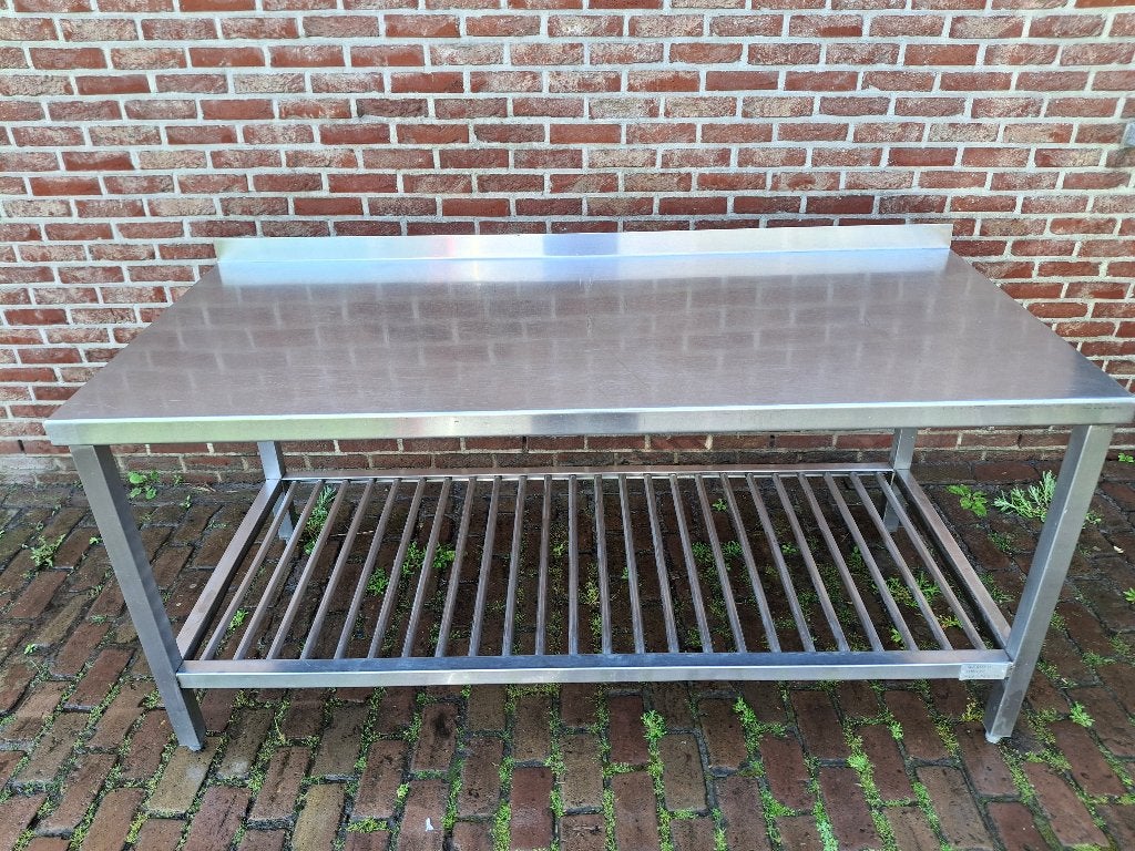 Stevige RVS werktafel 180 x 80 cm verstelbare hoogte, Enlèvement ou Envoi, Utilisé, Mobilier en inox