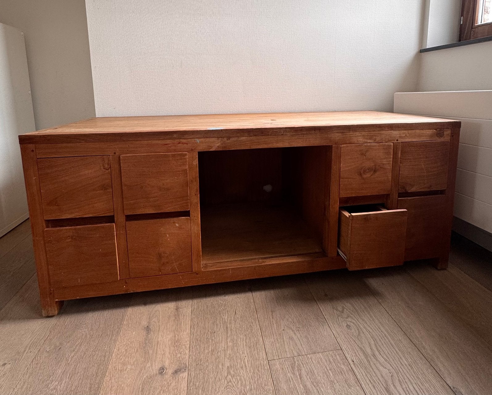 Tv kast teak, Huis en Inrichting, Ophalen, Gebruikt, 150 tot 200 cm, Teakhout