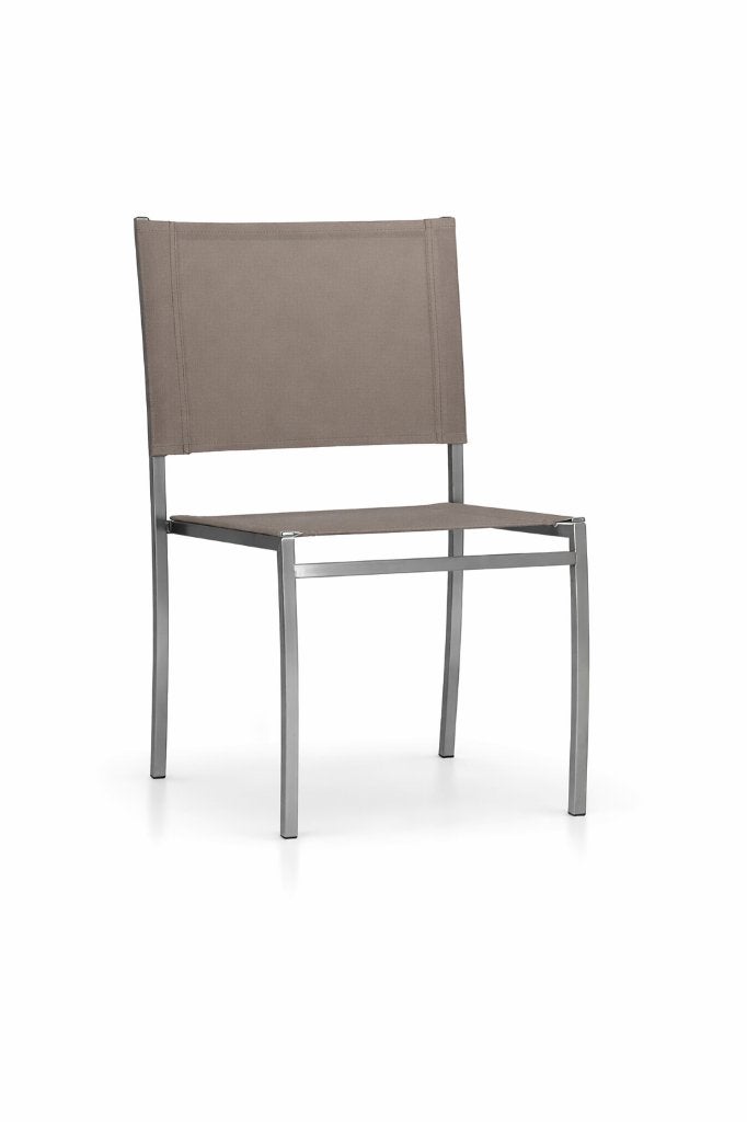 stoel - inox frame - zitting en rugleuning taupe, Tuin en Terras, Ophalen, Nieuw, Rvs, Stapelbaar