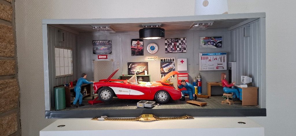 Decor auto garage retro met verlichting, Ophalen, Zo goed als nieuw