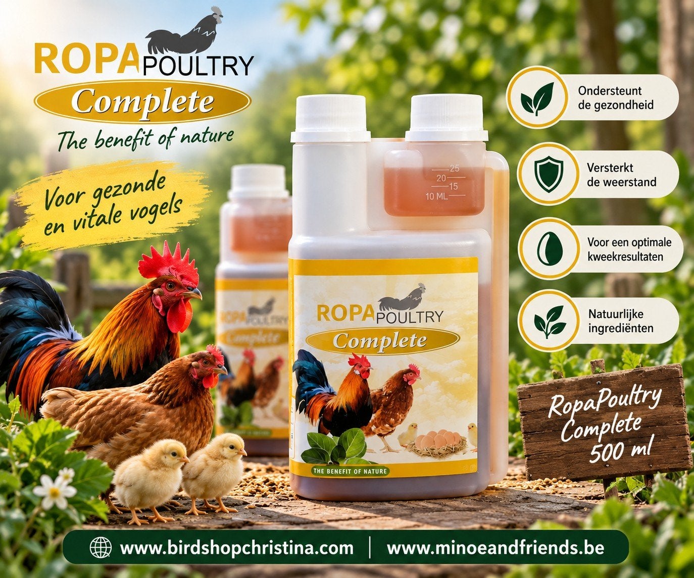 RopaPoultry Complete 500ml - Onderhoud Formule Voor Kippen, Ophalen, Pluimvee