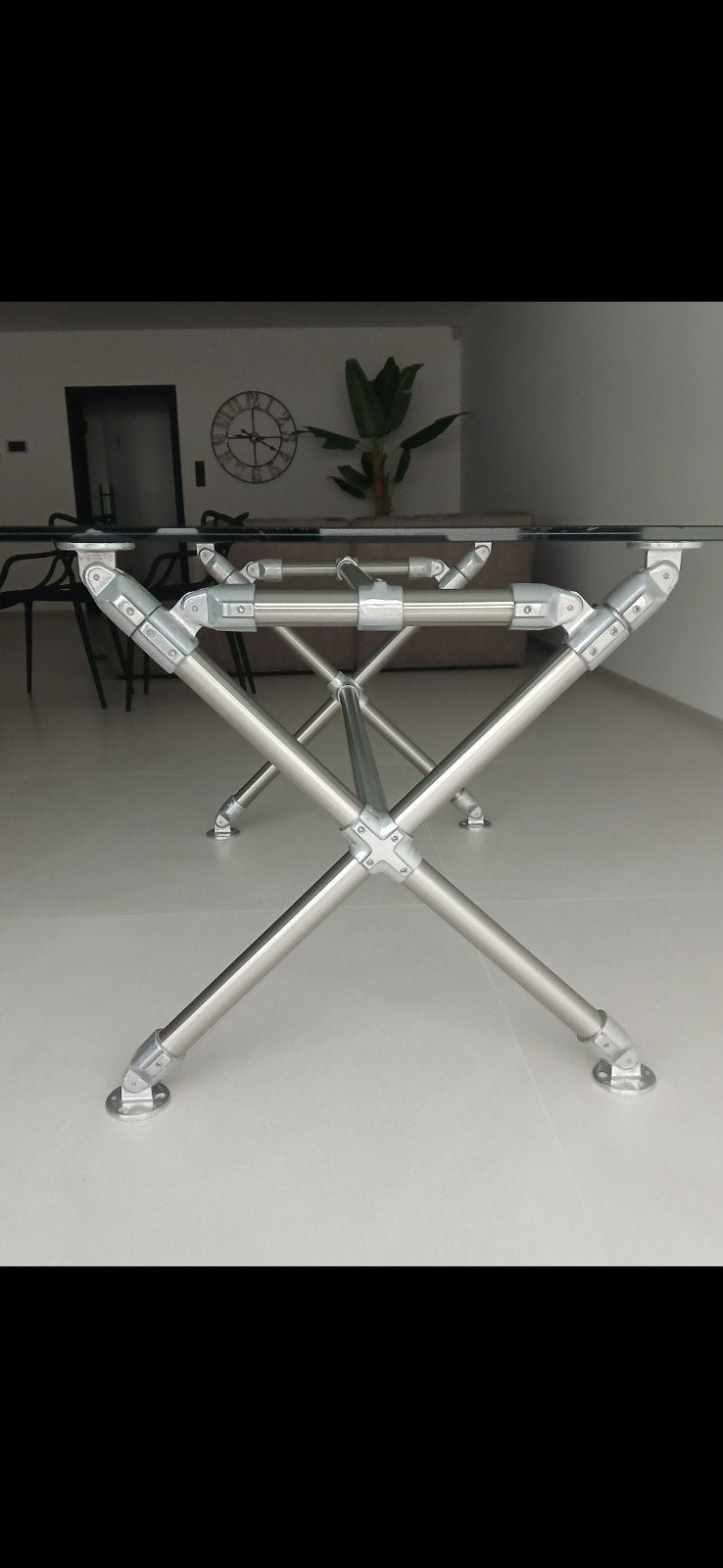 Table inox verre de Oburo 180/90 cm. 4367 Crisnée, Enlèvement