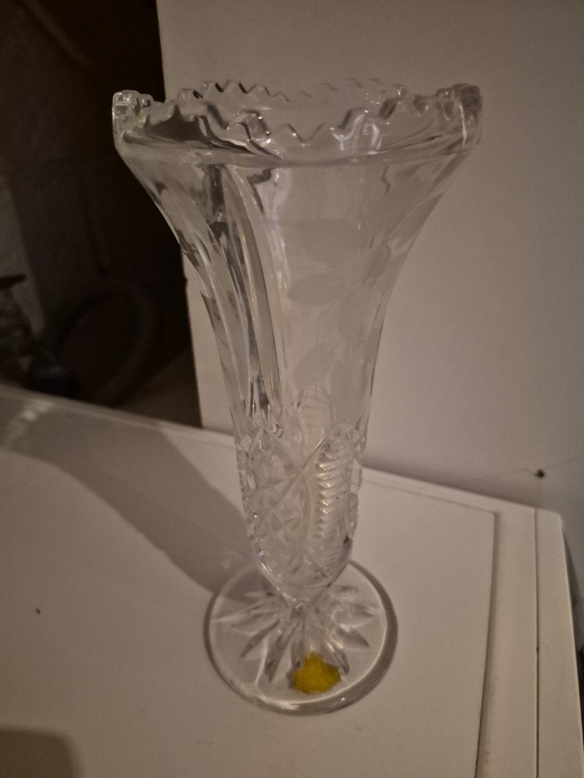 Vase vintage en cristal au plomb, taillé à la main, Anna Hüt, 25 cm, Comme neuf, Avec décoration incluse, Autres matériaux