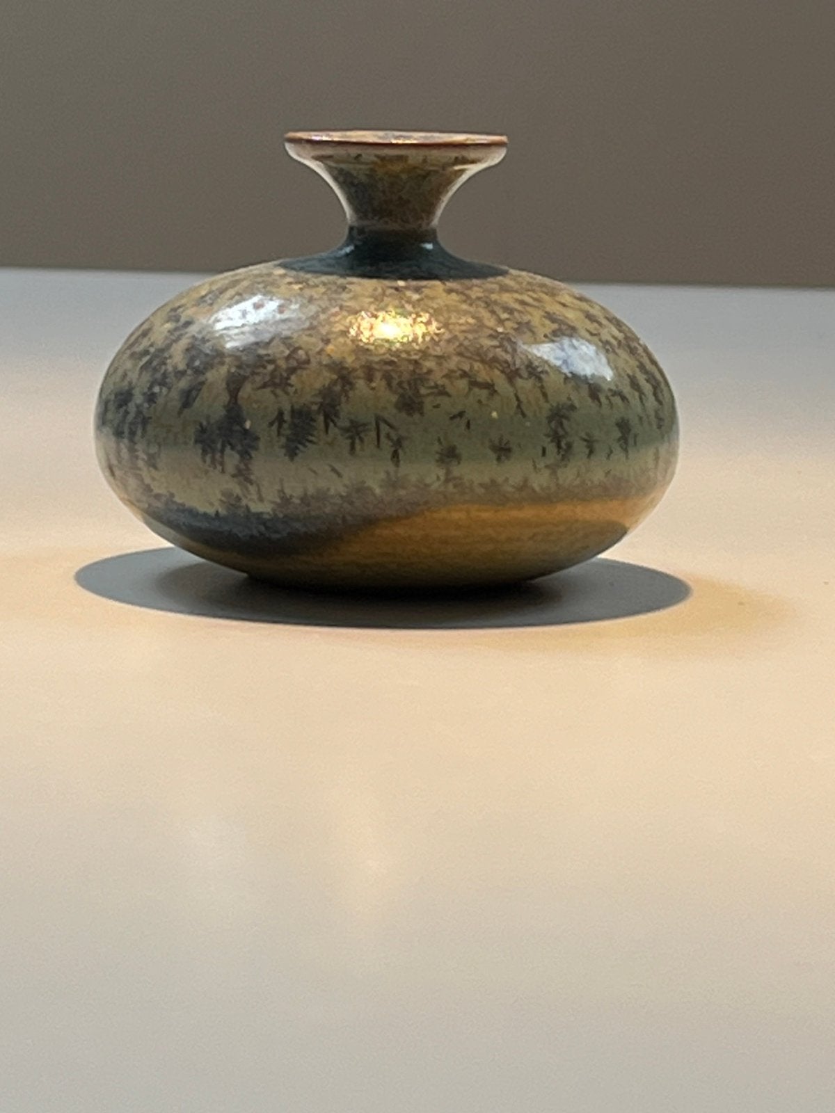 VTG Antonio Lampecco vase rond aplati AL en cristal émaillé, Enlèvement ou Envoi