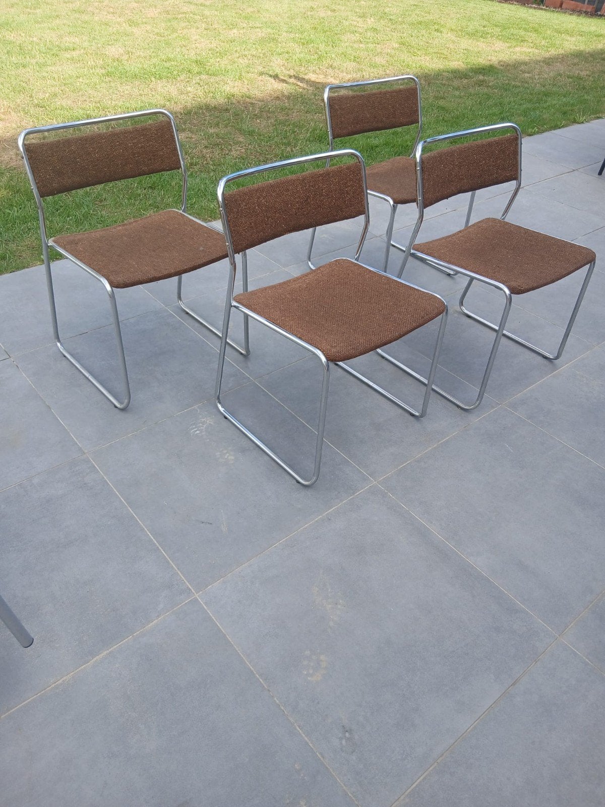 5 vintage stoelen, Ophalen, Gebruikt, Vintage, Metaal