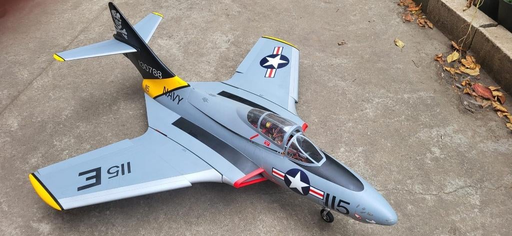 Jet F9F Cougar TOP RC, Ophalen, Zo goed als nieuw, Vliegtuig, Overige merken