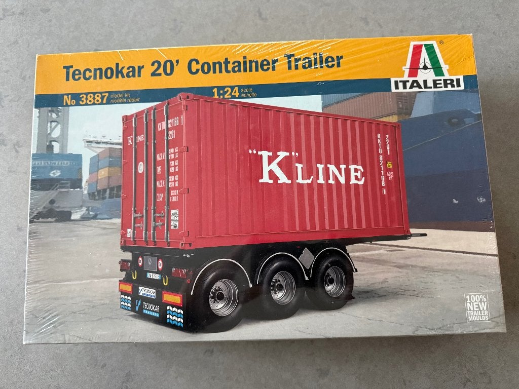 Italeri Trailer Tecnokar 20’ Container Trailer schaal 1/24, Hobby en Vrije tijd, Italeri, Nieuw, Ophalen of Verzenden, Groter dan 1:32