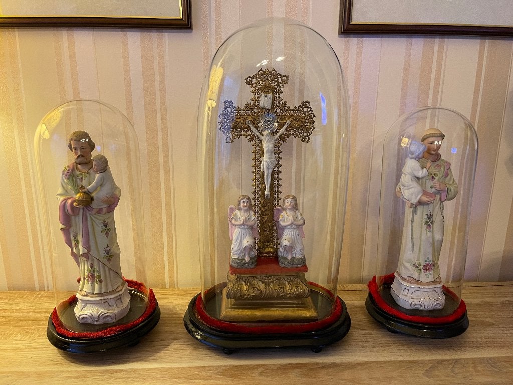 Set van drie antieke, religieuze globes, Antiquités & Art, Enlèvement
