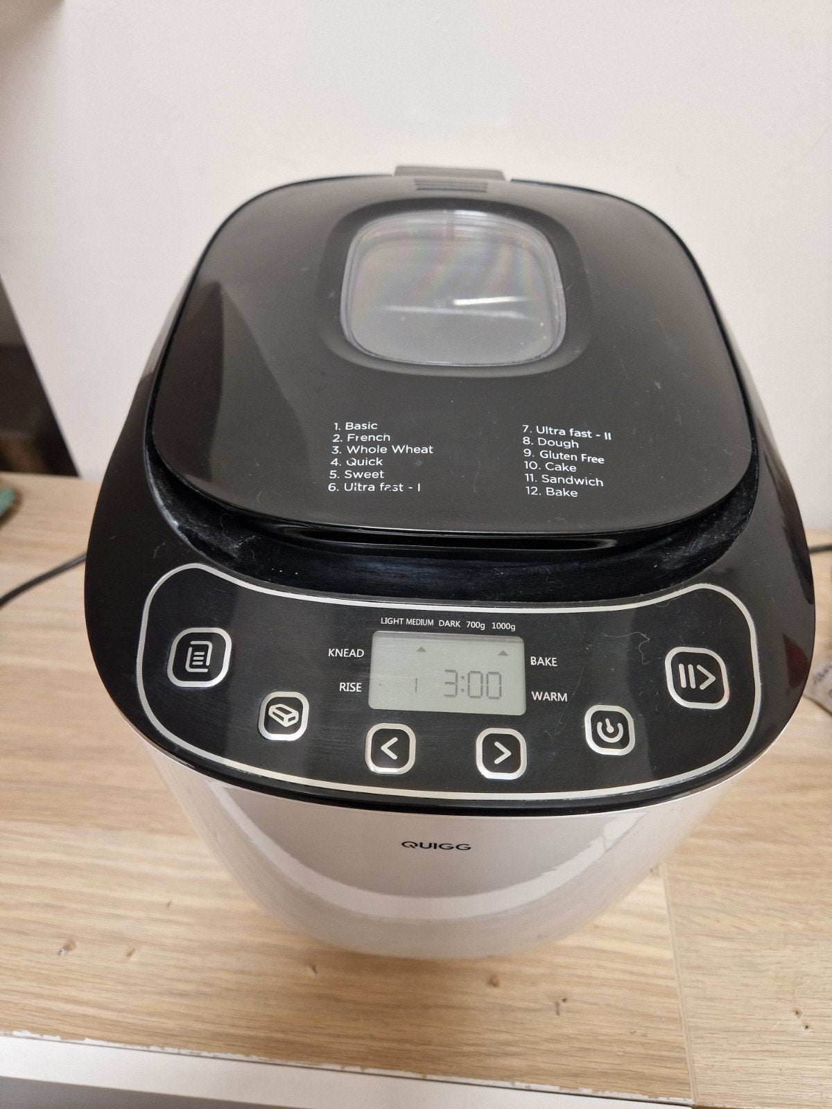 broodbakmachine quigg te koop, Kijkvenster, 800 tot 1200 gram deeg, Zo goed als nieuw, Ophalen