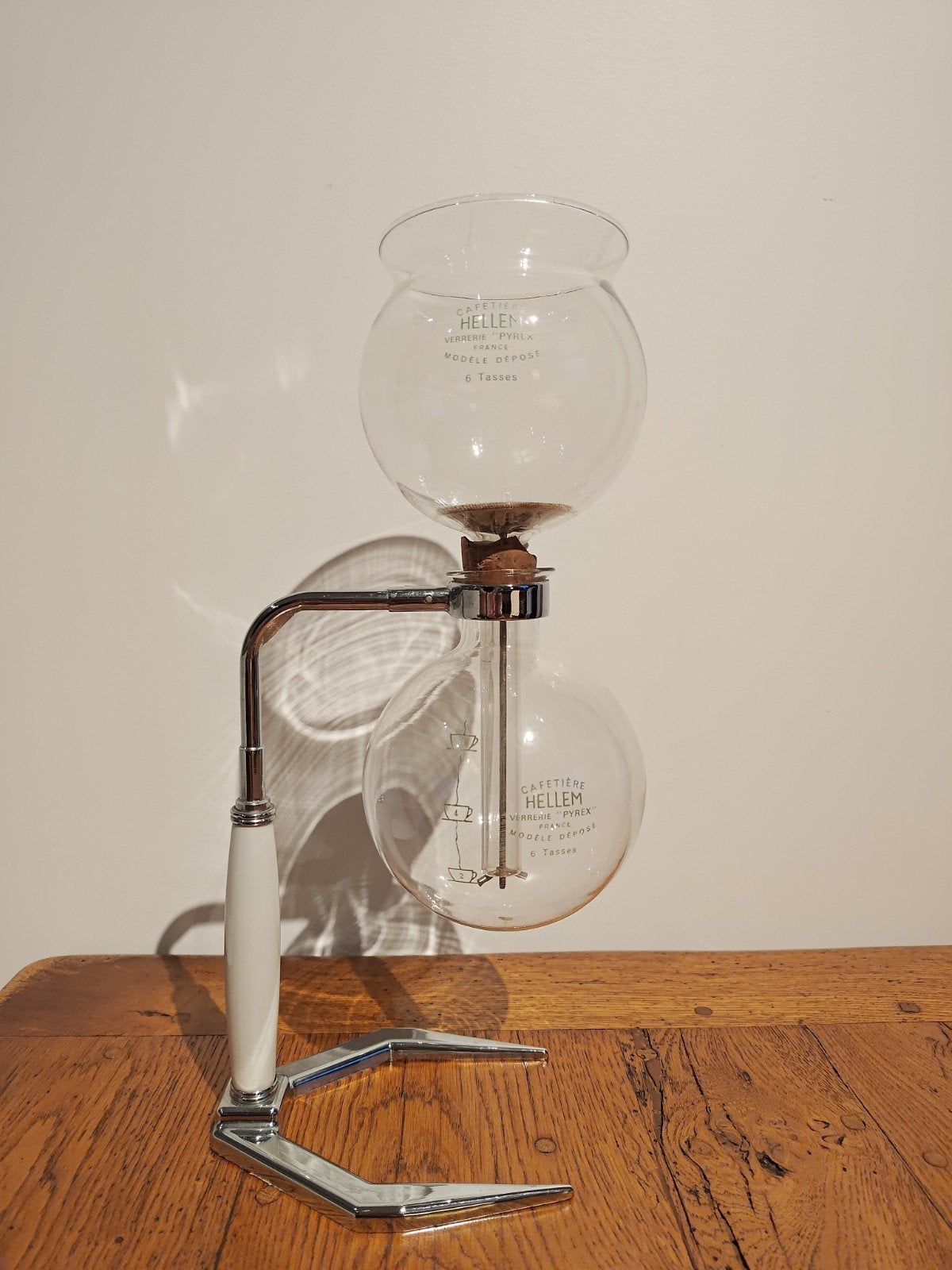 Vintage Hellem vacuüm koffiezetapparaat 2-6 tasjes, Ophalen, Afneembaar waterreservoir, Gebruikt, Overige modellen