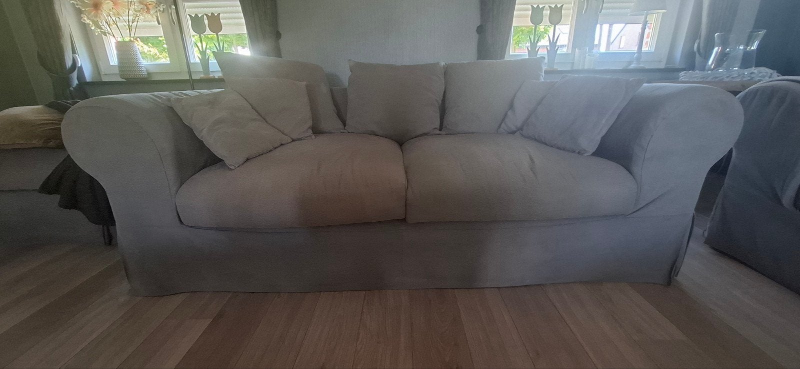 zetel en poef, Huis en Inrichting, Zetels | Zetels, Ophalen, Gebruikt, 100 tot 125 cm, Tweepersoons