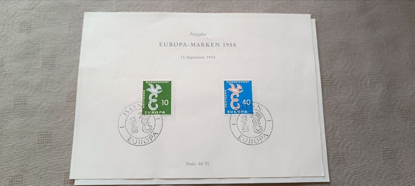 Timbre allemand Europe 1958, Enlèvement ou Envoi, Affranchi