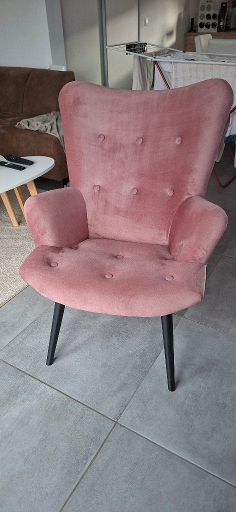 Fauteuil rose en velours, Enlèvement, Utilisé