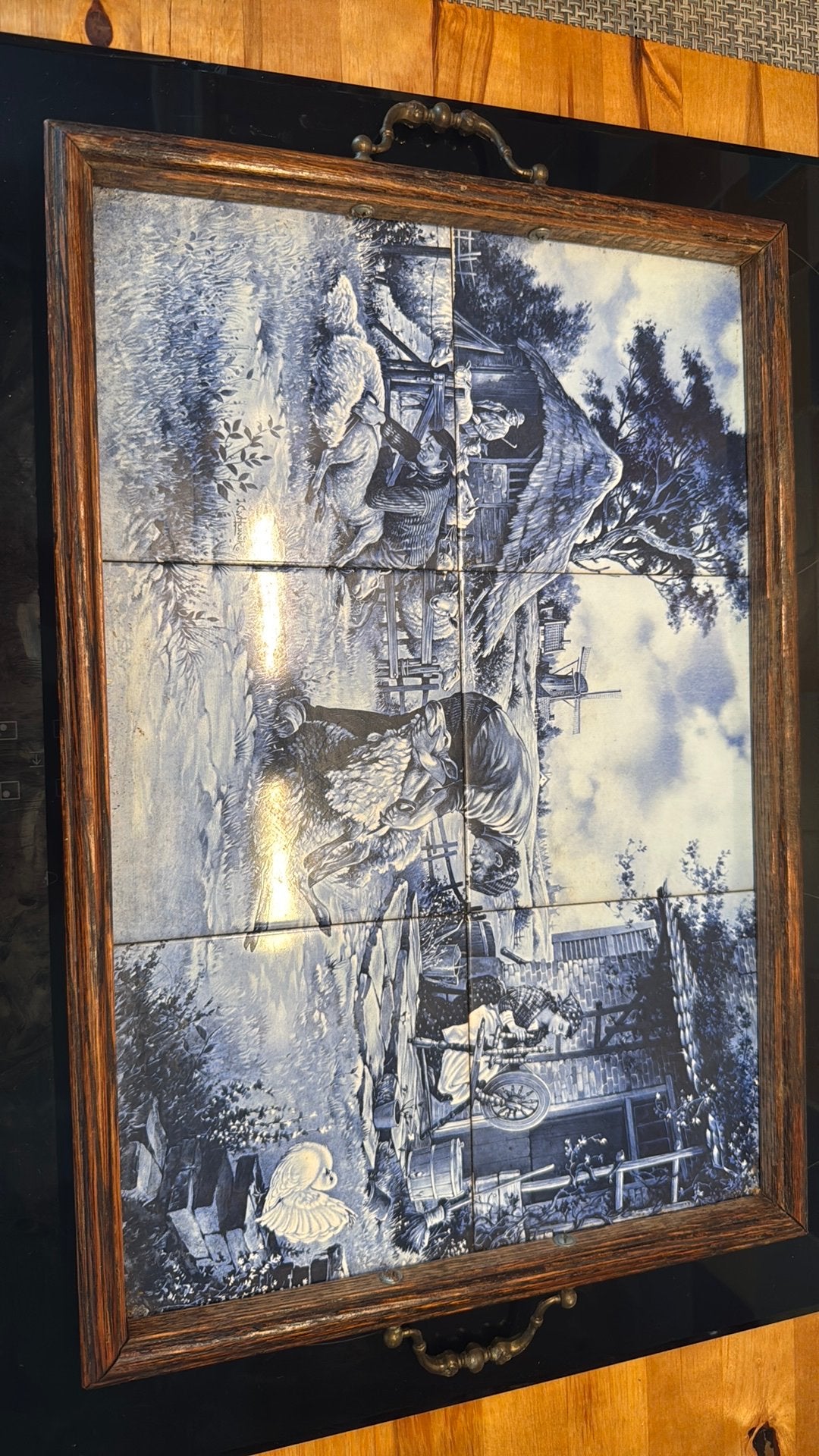 Delfts blauw tegeltableau / dienblad - J.C. van Hunnik, Enlèvement ou Envoi, Tableau