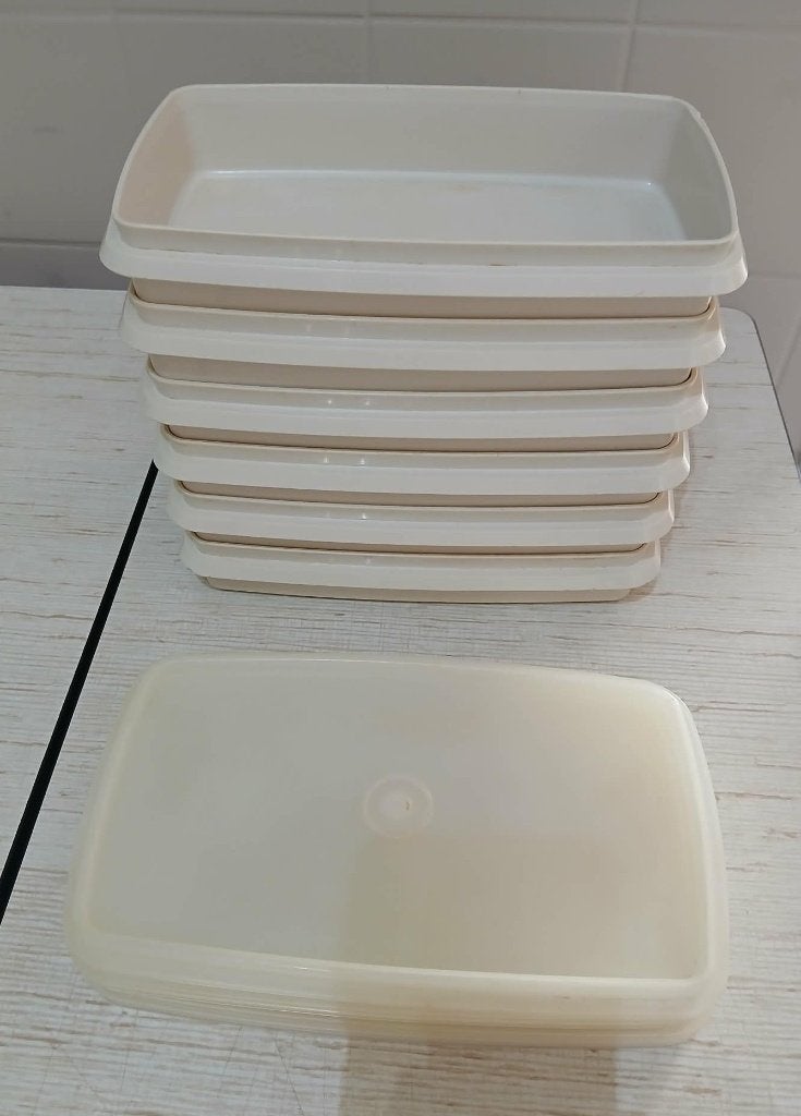 6 belegdozen tupperware, Huis en Inrichting, Ophalen, Gebruikt, Wit, Bewaardoos
