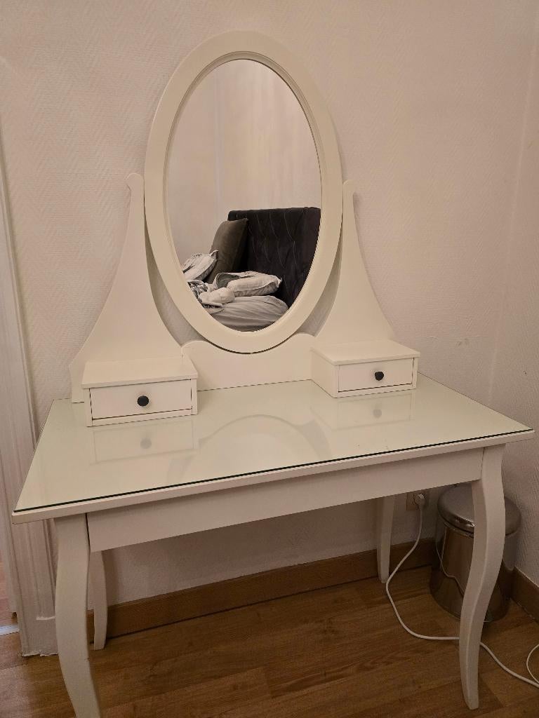 HEMNES Toilettafel met spiegel, wit, 100x50 cm, Ophalen, Wit, Overige maten, 100 cm
