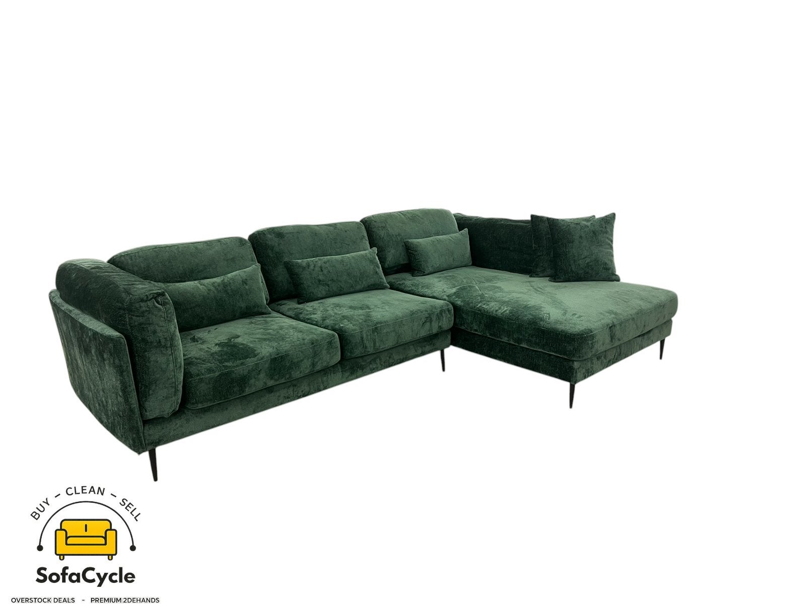 Siège d'angle spacieux en tissu vert, coin R — surstock, Neuf, Enlèvement ou Envoi, SofaCycle, Tissus