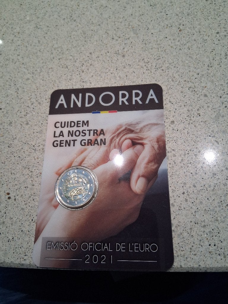 2 euro Andorra 2021 COVID-19 – Ouderenzorg, Postzegels en Munten, Ophalen of Verzenden, Overige landen, 2 euro, Losse munt