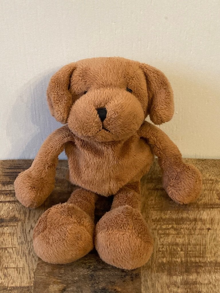 Knuffel bruine hond met magnetische pootjes, Ophalen of Verzenden, Gebruikt, Bruin, Hond