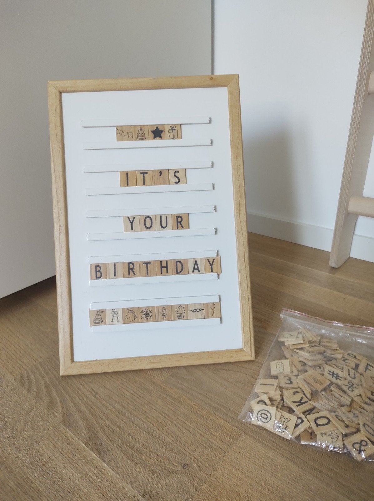 Houten letterbord - bord voor quotes, Enlèvement, Comme neuf, Double face, Bois