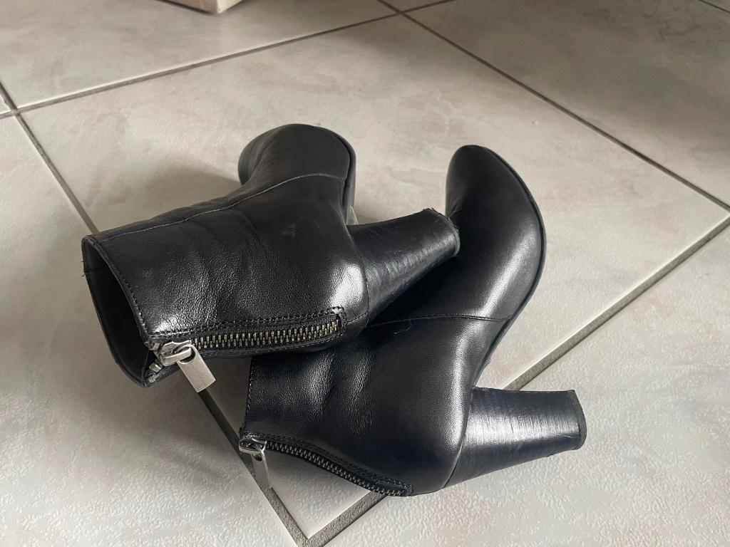 BOCAGE 37 zwarte leren laarzen, Kleding | Dames, Schoenen, Zwart, Lage of Enkellaarzen, Zo goed als nieuw, BOCAGE
