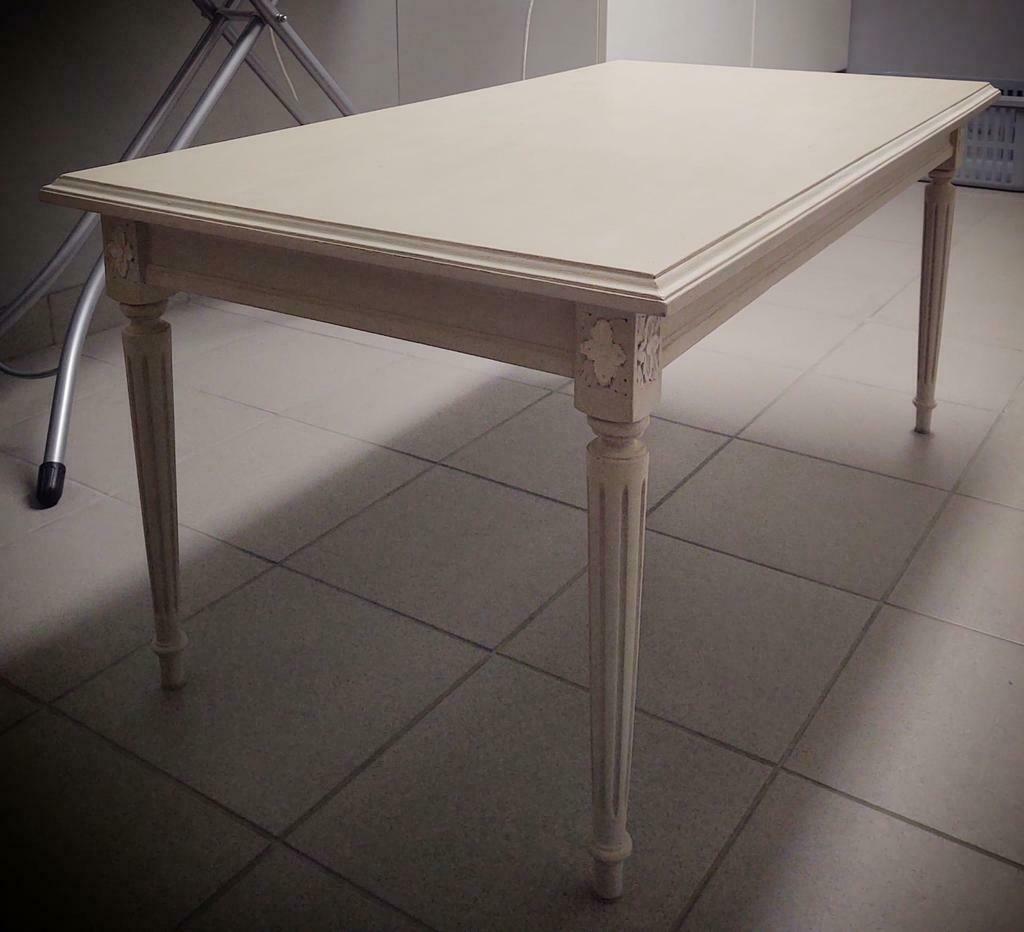 Table basse en bois patinée - beige, Neuf, 100 à 150 cm, Moins de 50 cm, Bois