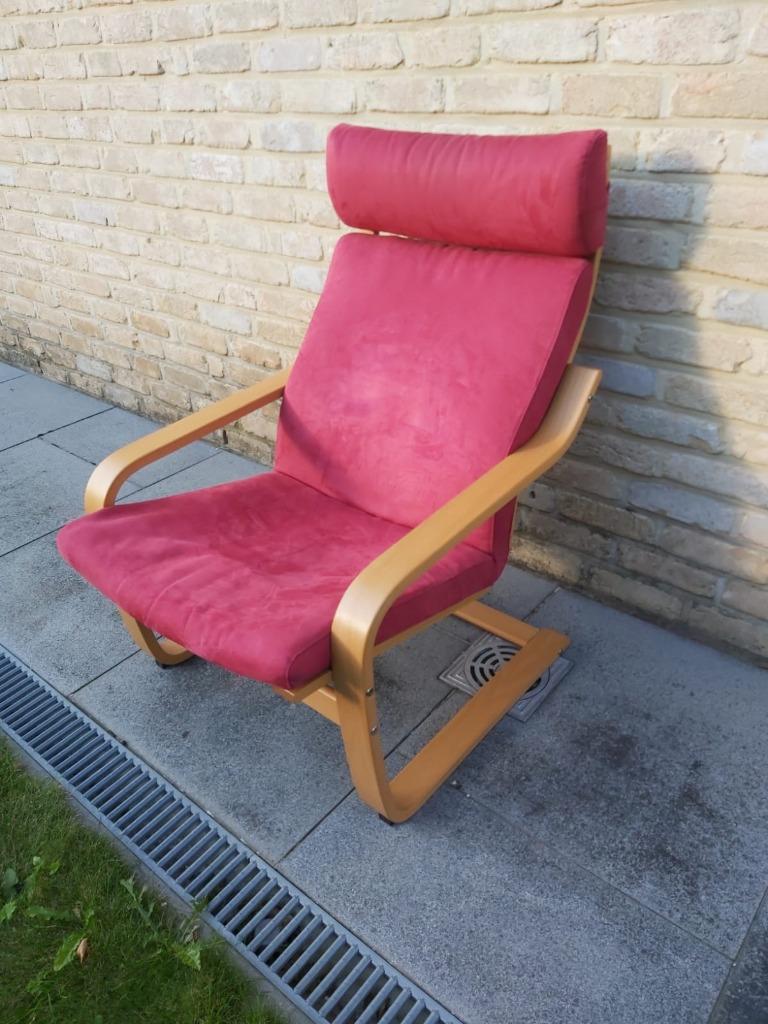 Ikea poang fauteuil rouge, Huis en Inrichting, Fauteuils, Ophalen, Zo goed als nieuw, Stof