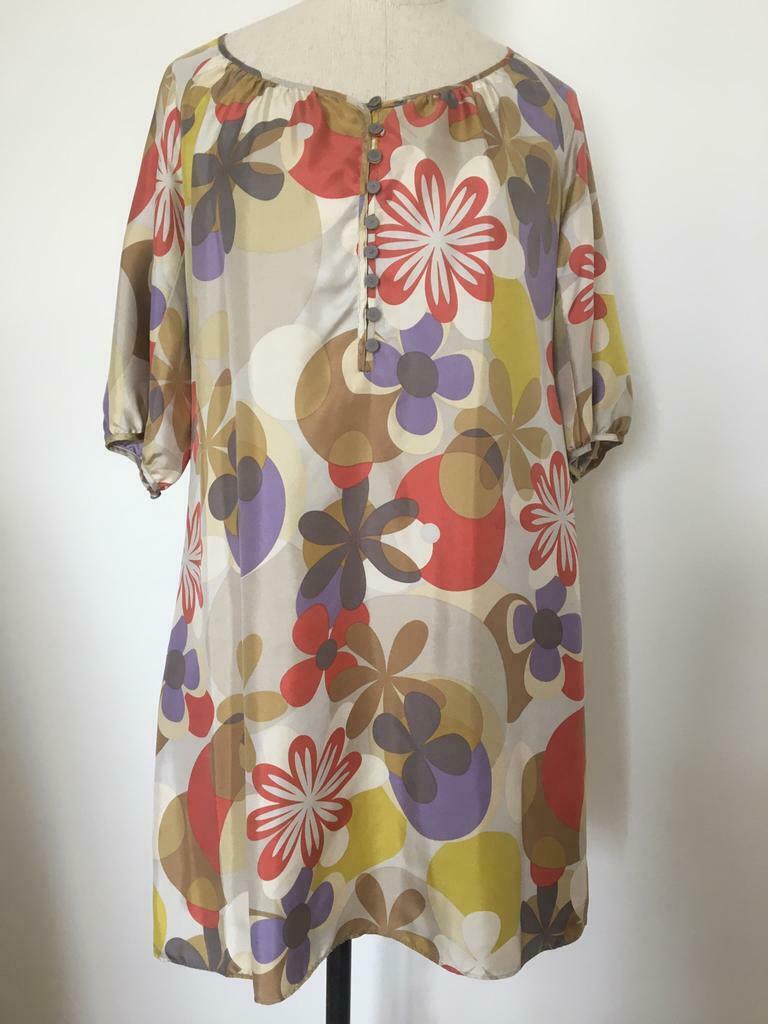 Nougat zijden jurk S, Kleding | Dames, Overige kleuren, Ophalen of Verzenden, Zo goed als nieuw, Knielengte