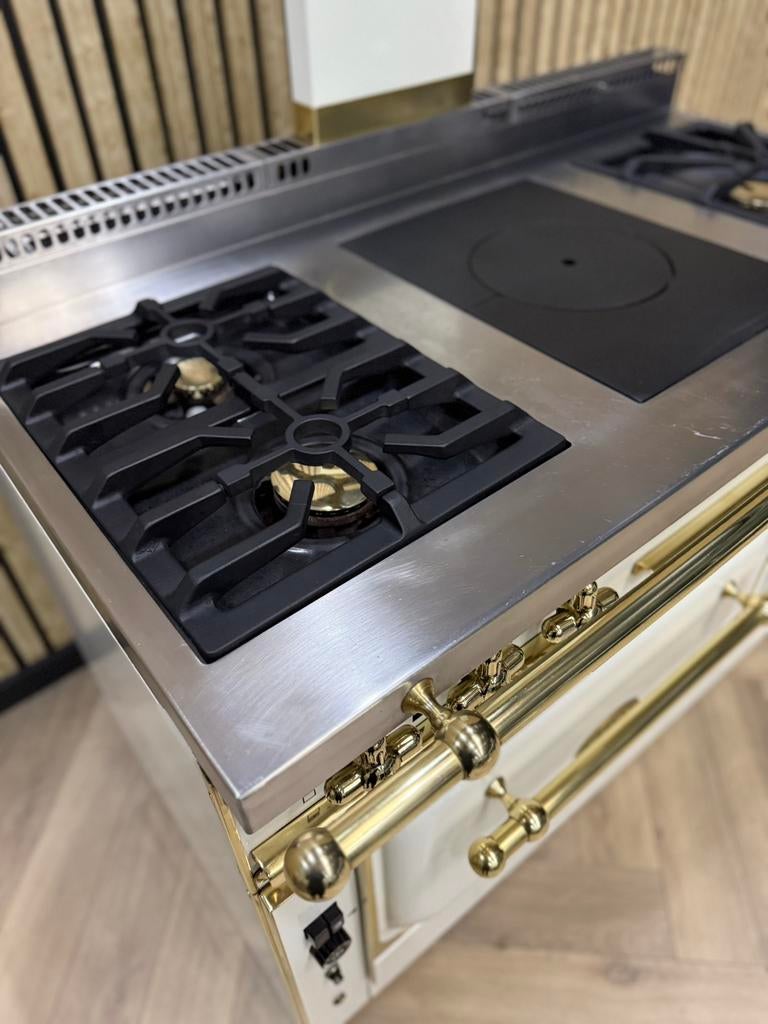 Luxe Fornuis Morice 120cm crème + Gasoven & Warmhoudkast, Ophalen of Verzenden, Grill, Gas