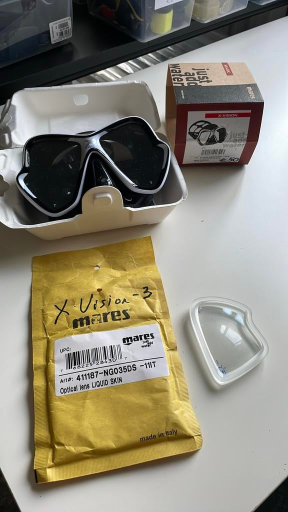 Masque Mares X-Vision avec verres personnalisés -3, Enlèvement ou Envoi, Neuf, Lunettes de plongée ou Tuba