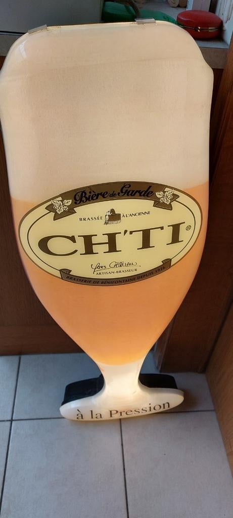 Reclameverlichting Ch'ti Bier, Verzamelen, Biermerken, Zo goed als nieuw, Reclamebord, Plaat of Schild, Overige merken, Ophalen of Verzenden