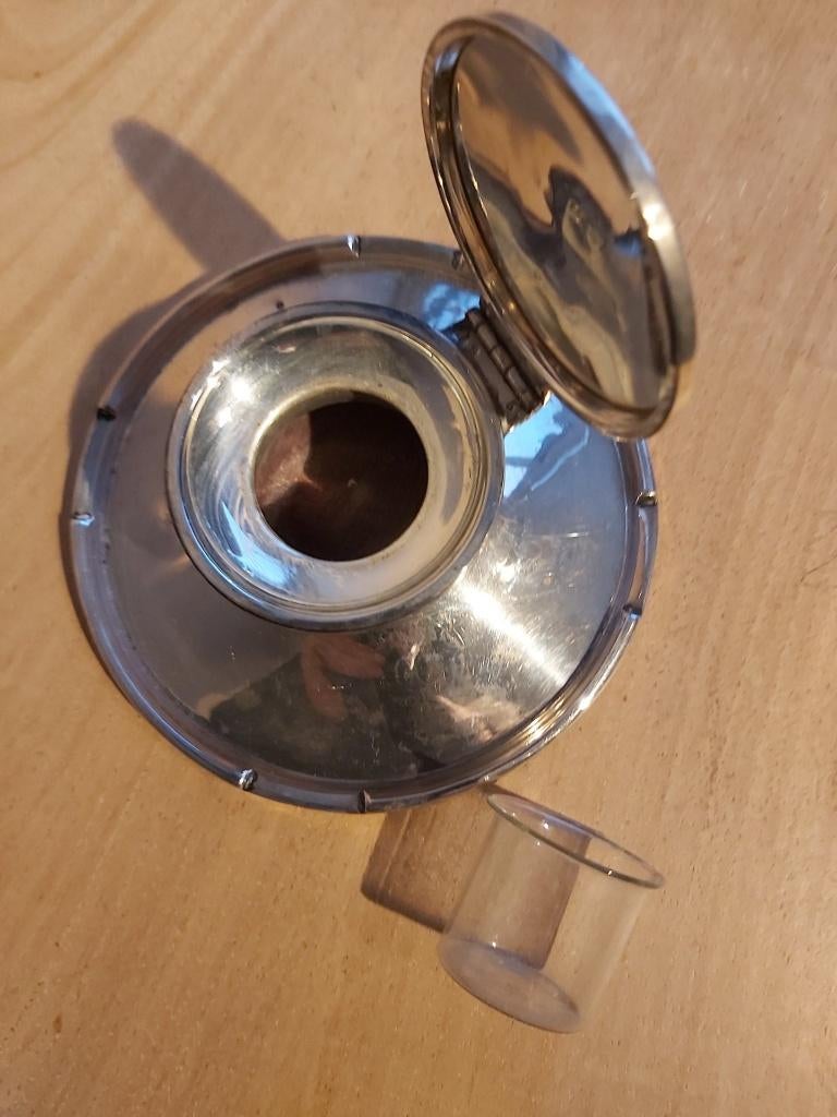 Antieke massief zilver inktpot/geen verzending, Ophalen, Zilver