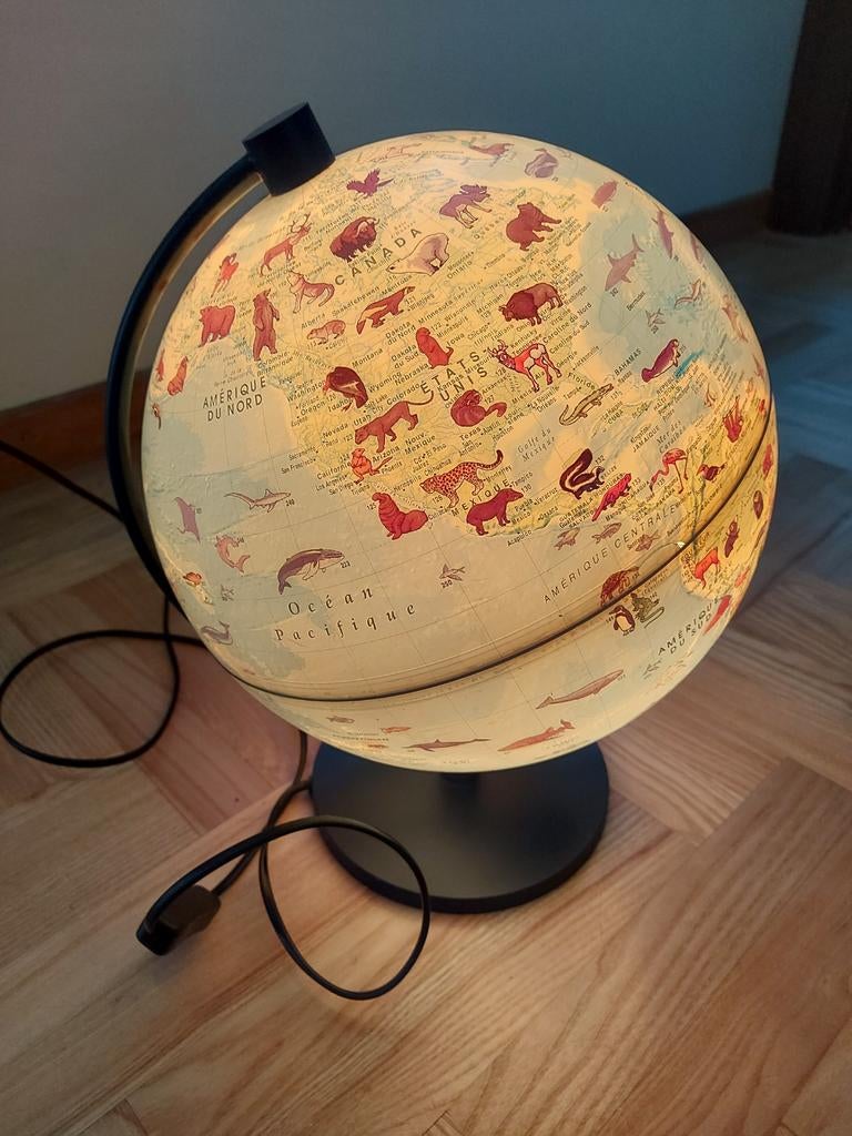 Verlichte wereldbol met dieren, Ophalen, Verlicht