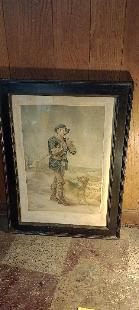 Oude graveerjager op het platteland, 60x80, n466, Antiek en Kunst, Ophalen
