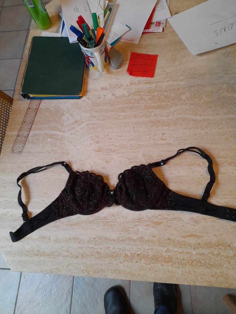Soutien-gorge à armatures noir avec broderie marron Luna ta, Enlèvement ou Envoi, Brun, Soutien-gorge
