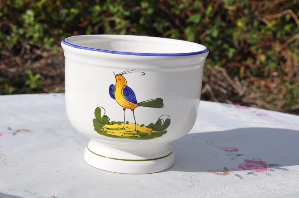 §  cache pot faience decor oiseau  pt accident, Enlèvement ou Envoi, Moins de 25 cm, Rond, Utilisé