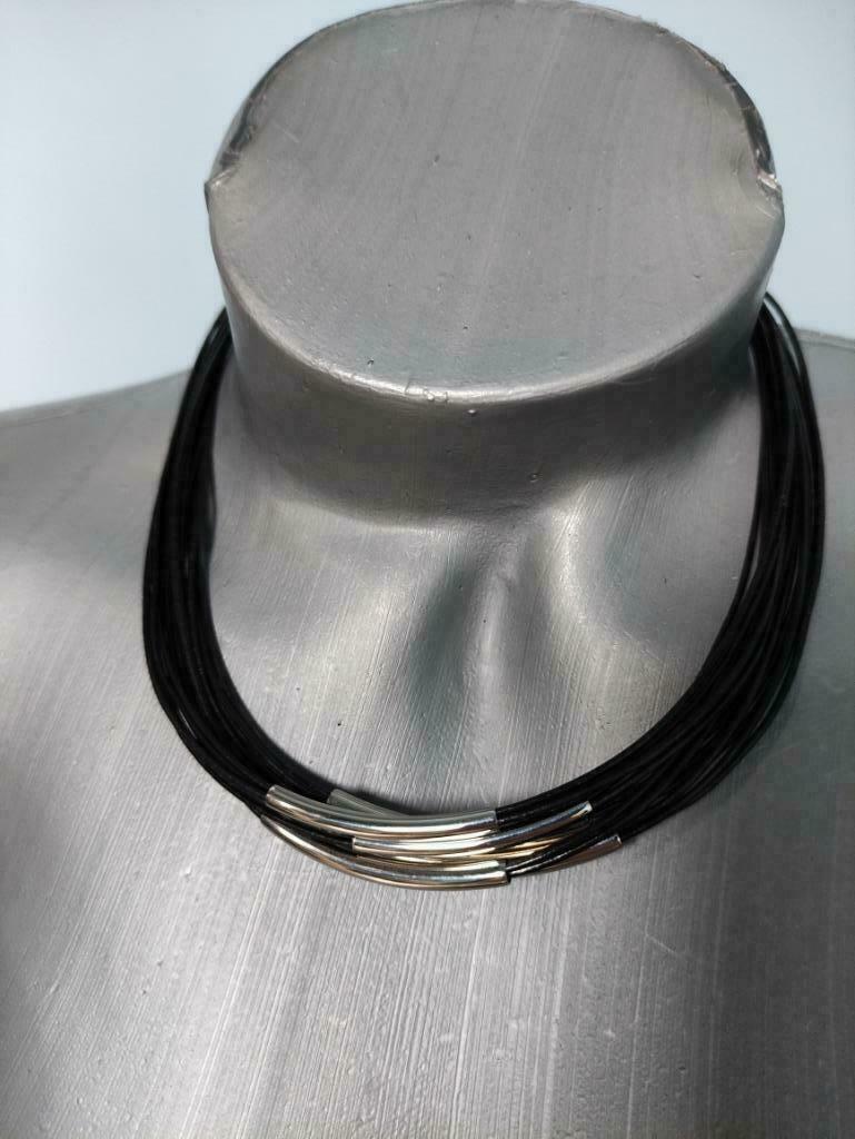 Collier semi-rigide cuir et inox Neuf, Ophalen of Verzenden, Nieuw, Zwart