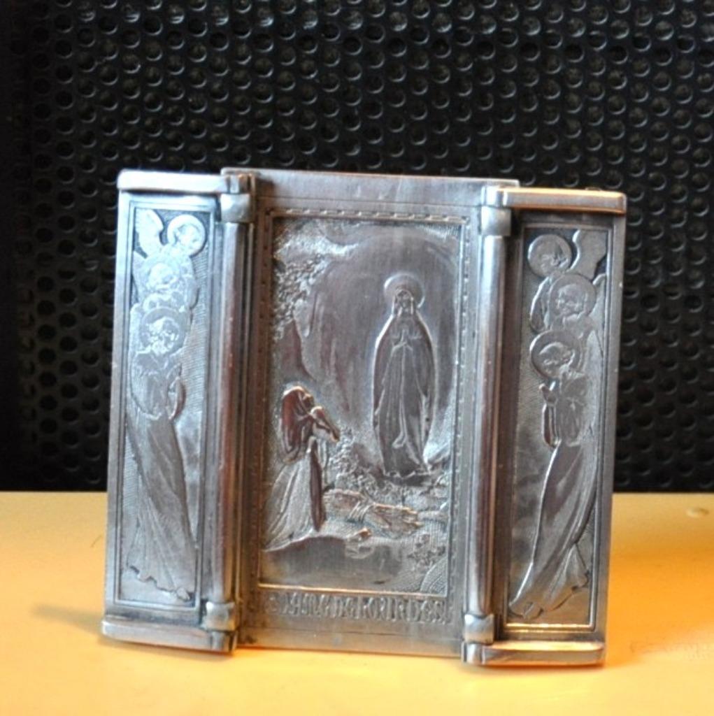 triptyque a poser religieux metal argente signé wicker, Enlèvement ou Envoi