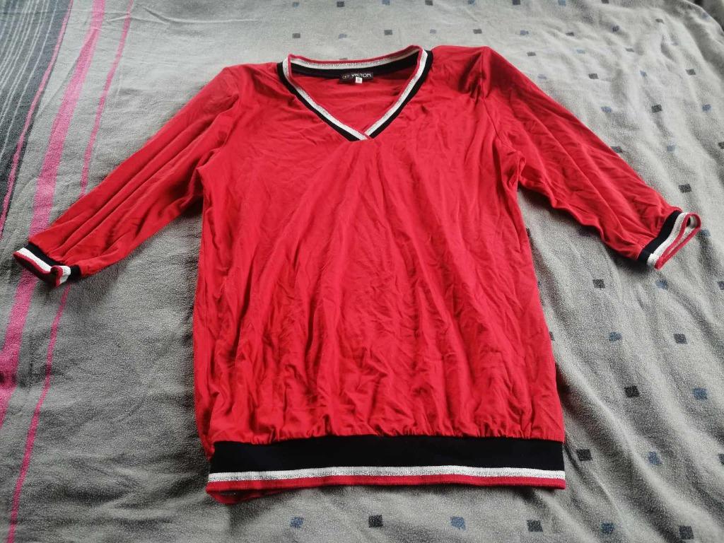 •	Trui rood merk victor – maat m •	¾ mouw, Kleding | Dames, Maat 38/40 (M), Ophalen of Verzenden, Victor, Gedragen