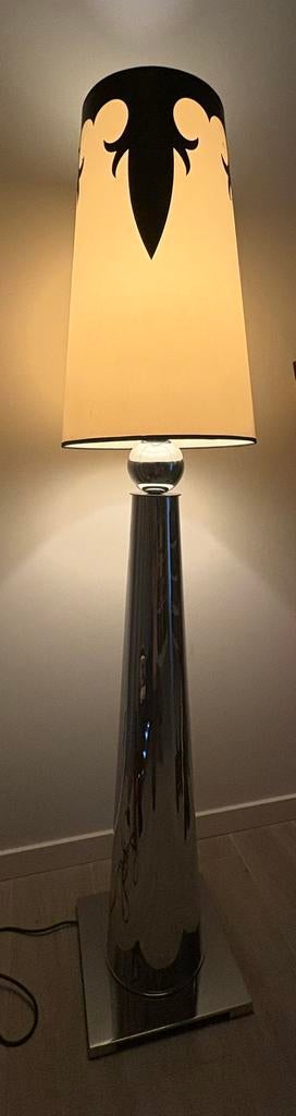 Franse lelie vloerlamp chrome en met dimfunctie, Ophalen, Gebruikt, Stof, 75 cm of meer