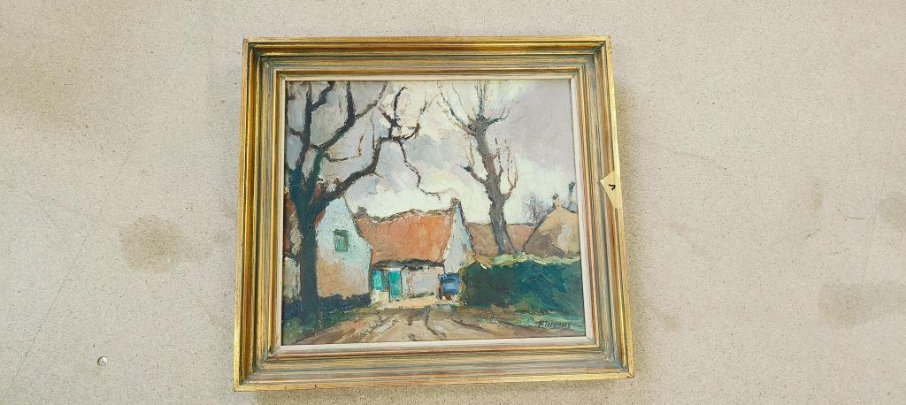 schilderij op natuurlijk stof, Antiek en Kunst, Kunst | Schilderijen | Klassiek, Ophalen