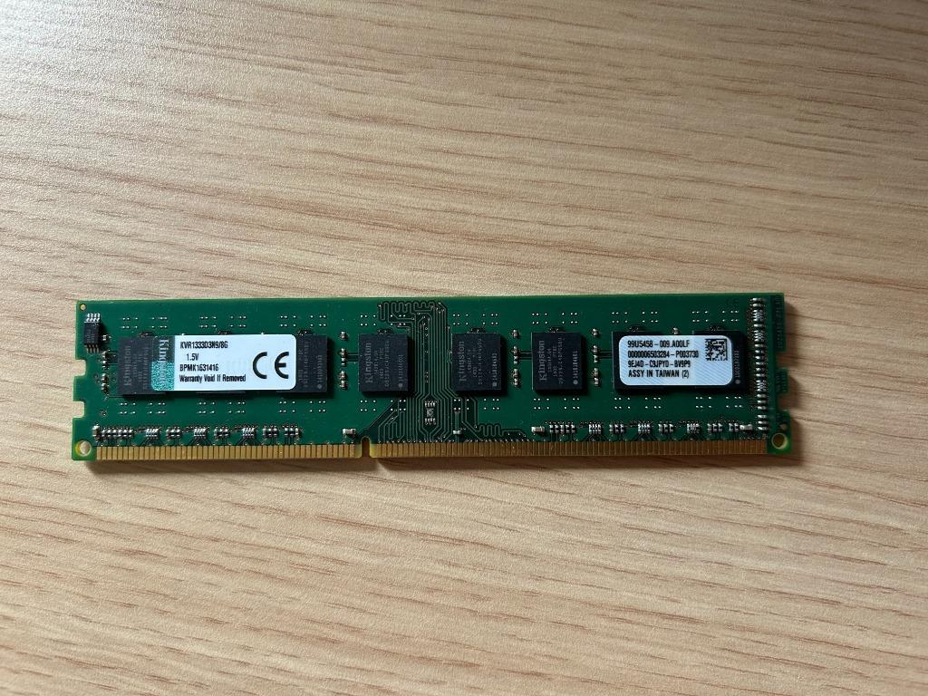 Kingston KVR1333D3N9 8GB 1333MHz DDR3 Non-ECC PC3-10600, Computers en Software, RAM geheugen, Ophalen, 8 GB, DDR3, Zo goed als nieuw