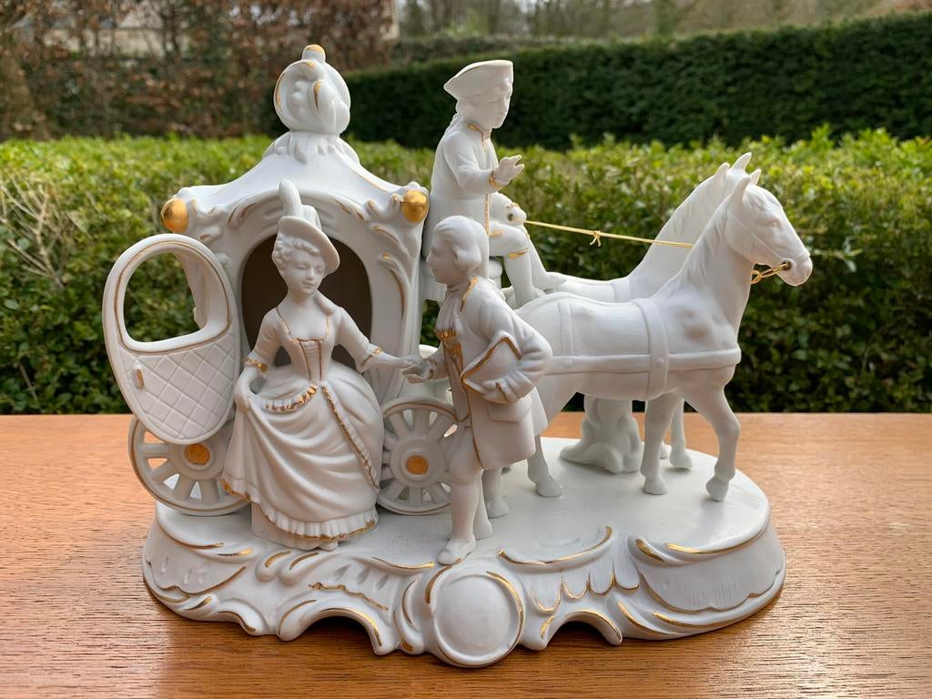 Beeld paarden met koets, Antiek en Kunst, Ophalen