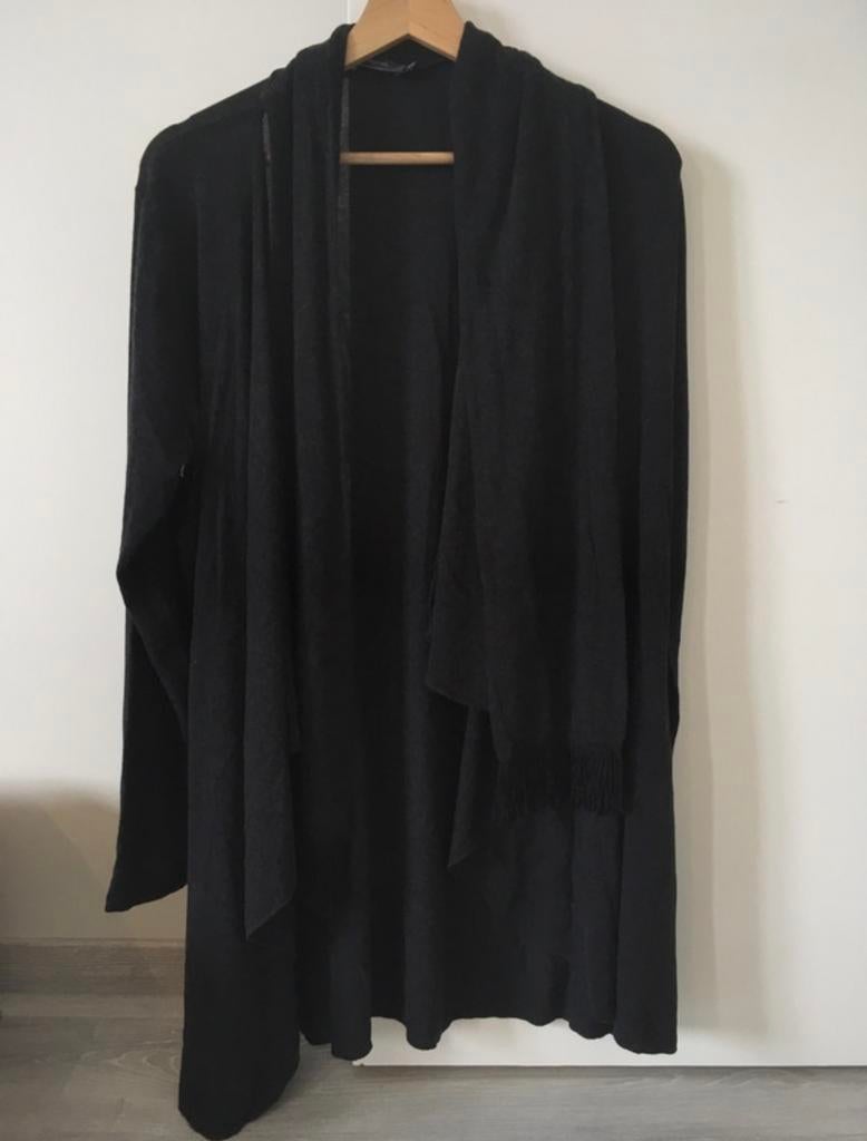 gilet gris avec écharpe, Enlèvement ou Envoi, Porté, Taille 38/40 (M), Noir