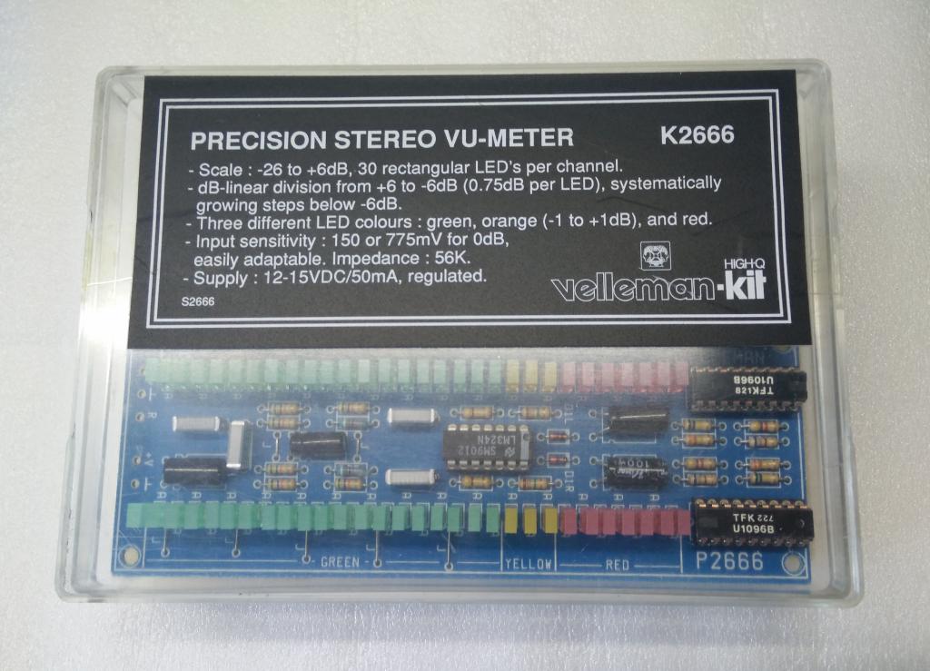 Velleman Precision Stereo VU Meter 2 X 30 LEDS Kit K2666, Electroménager, Enlèvement, Comme neuf
